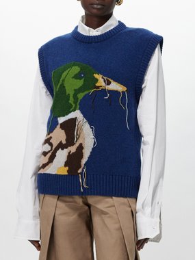 S.S. Daley Fred duck-jacquard lambswool sweater vest