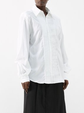 S.S. Daley Hall pleated cotton-poplin shirt