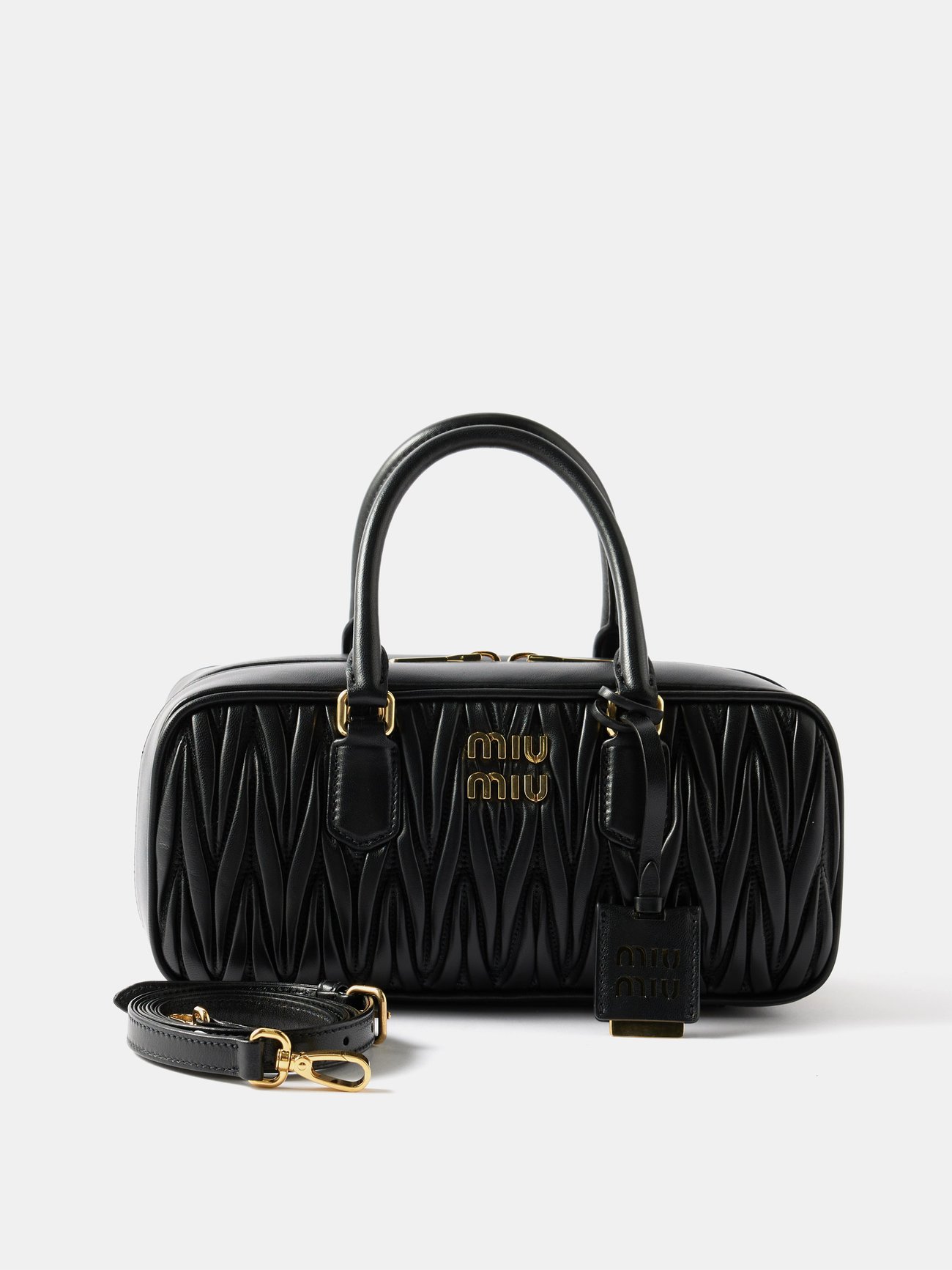 Arcadie Matelasse Leather Tote Bag in Black - Miu Miu