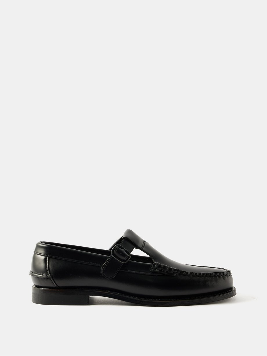 Black Alber leather T-bar loafers | Hereu | MATCHES UK