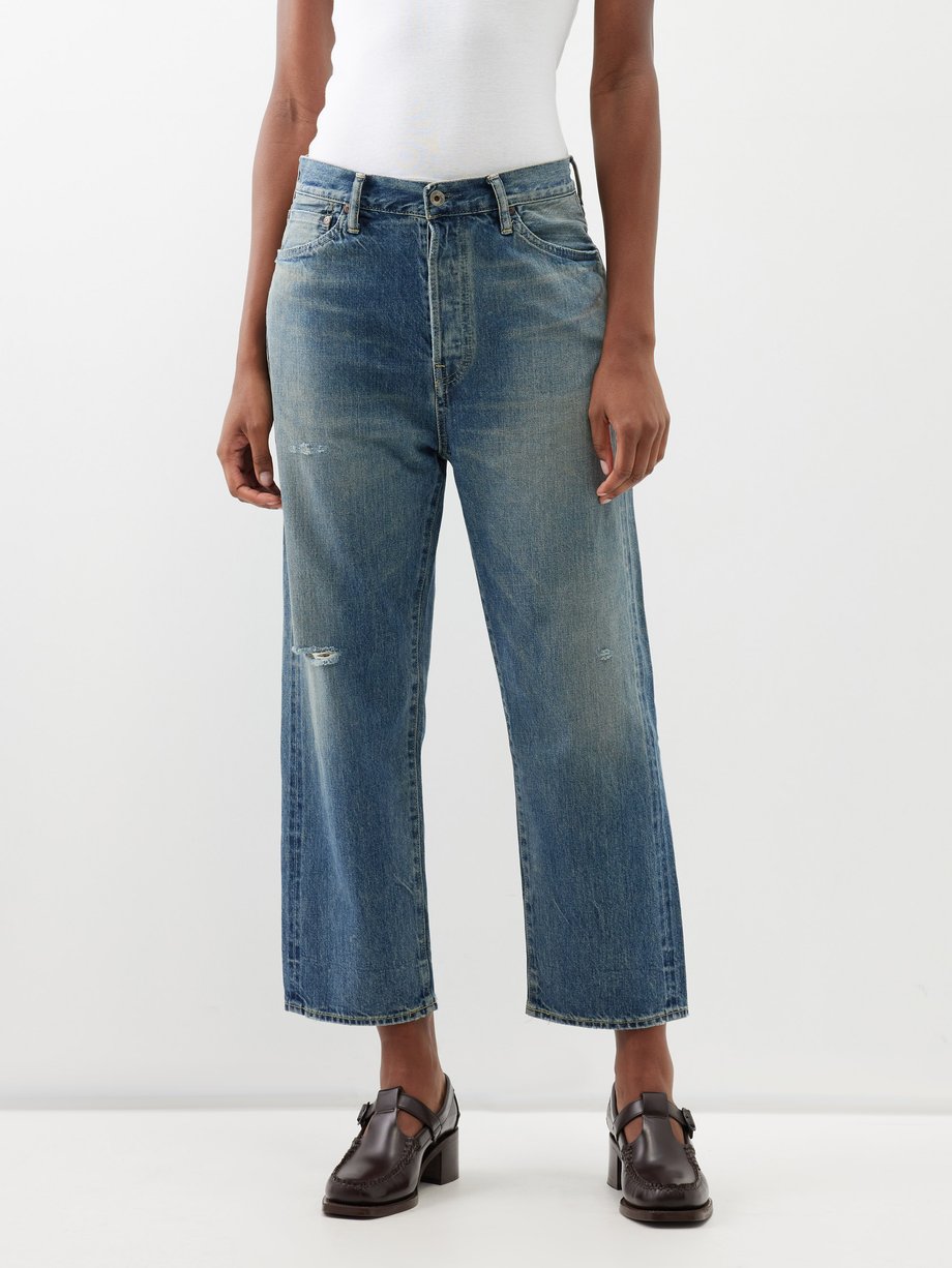 Blue Cropped selvedge wide-leg jeans | Chimala | MATCHES UK
