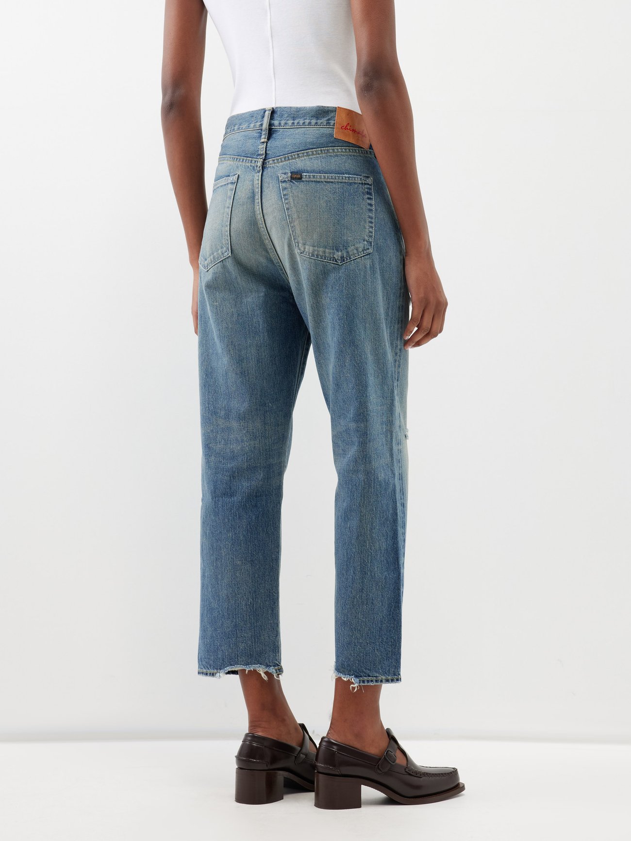 Blue Cropped selvedge wide-leg jeans | Chimala | MATCHESFASHION US