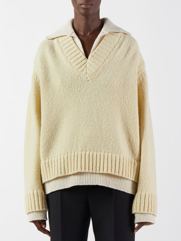 Neutral Layered knit sweater, Bottega Veneta