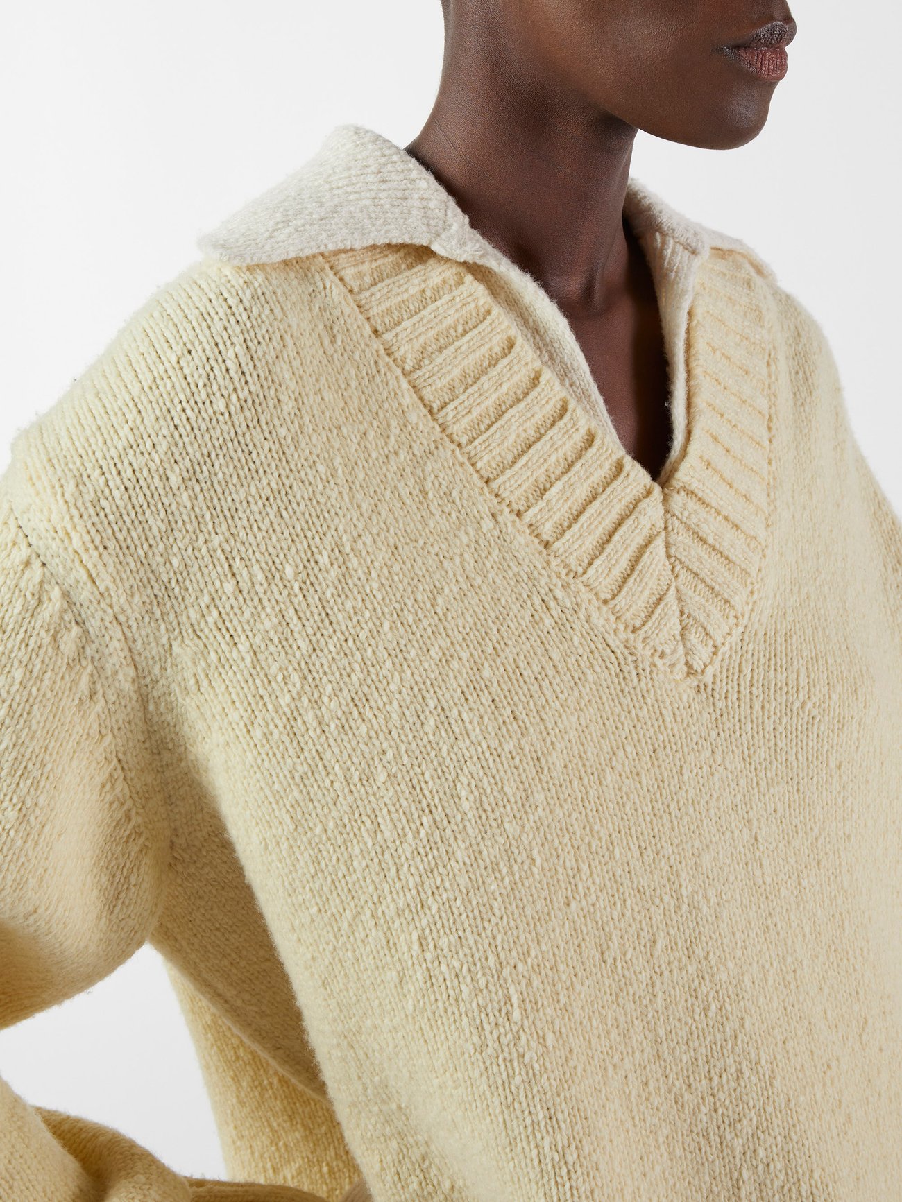 Layered wool sweater in neutrals - Bottega Veneta
