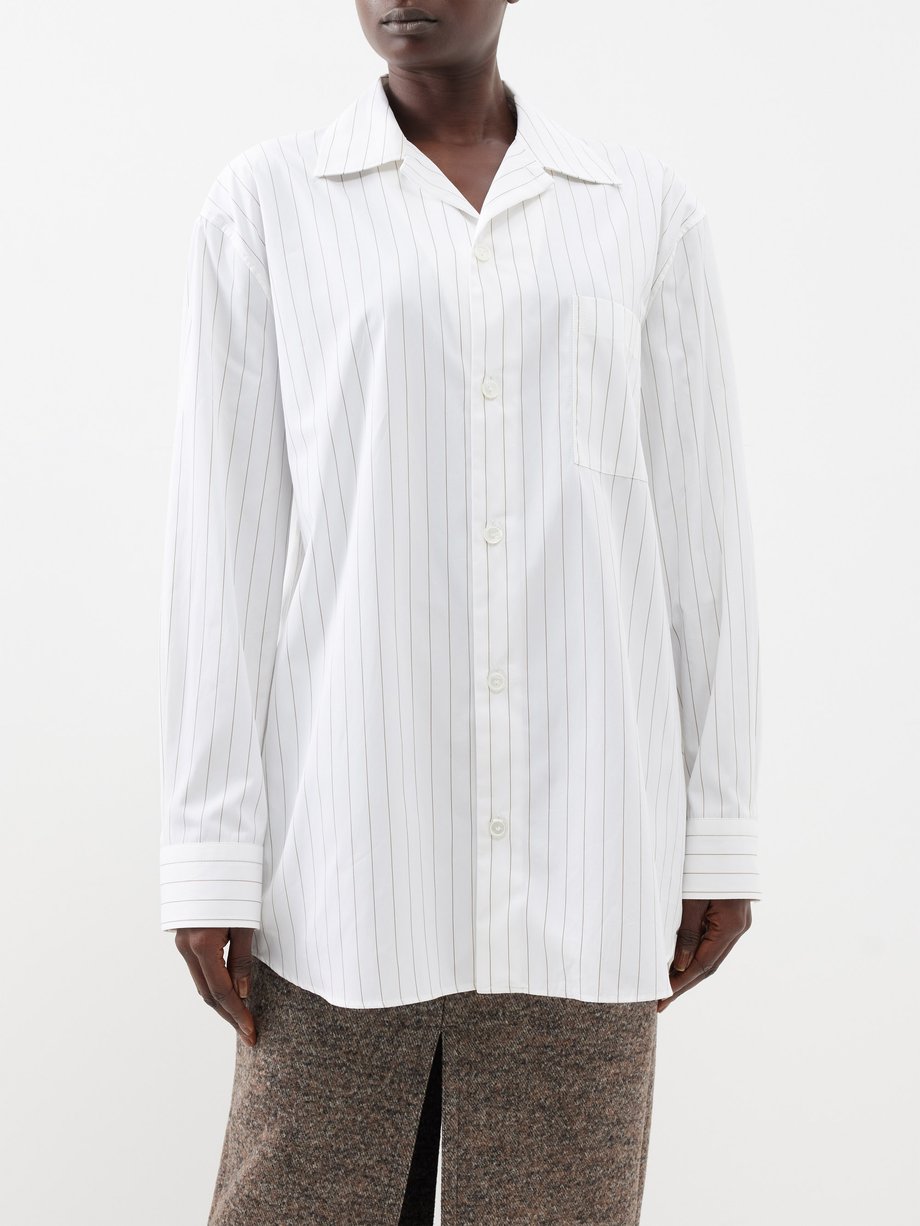 White Striped cotton-poplin shirt | Bottega Veneta | MATCHES UK