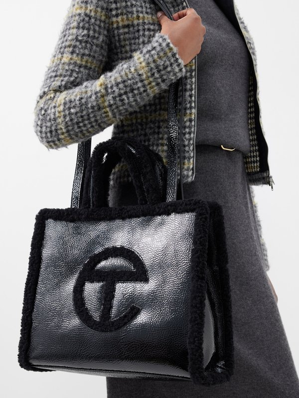Ugg x Telfar (Ugg) Shopper medium shearling-trim crinkle-leather tote