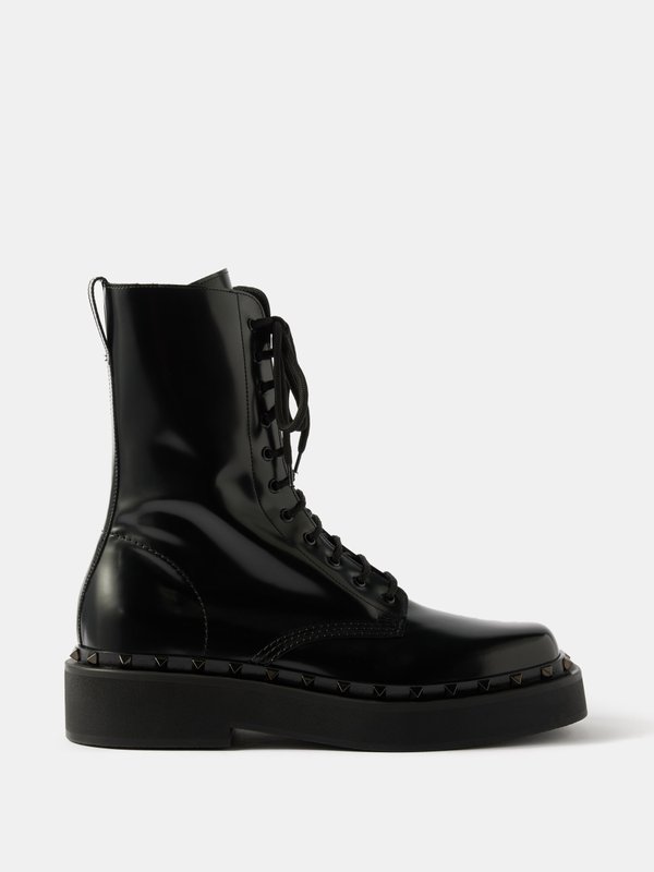 Patent leather hot sale lace up boots