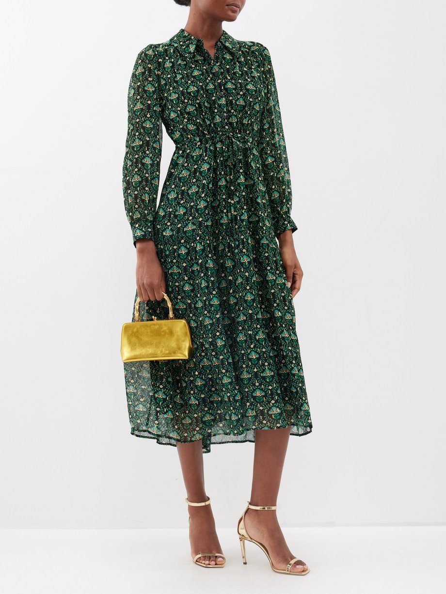 Green The Kamryn floral-print georgette midi dress | Cefinn | MATCHES UK