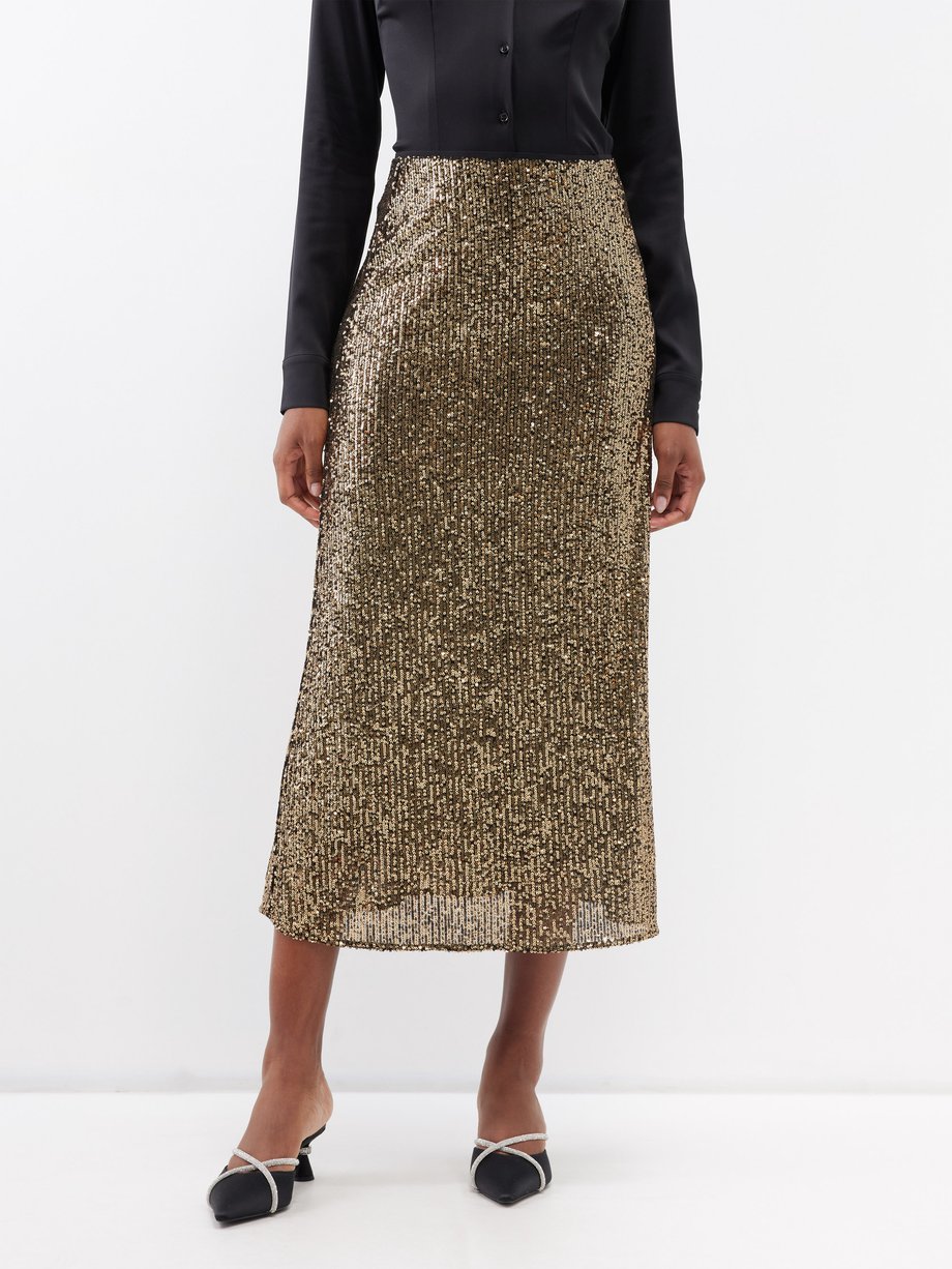 Gold The Scarlett sequinned skirt | Cefinn | MATCHES UK
