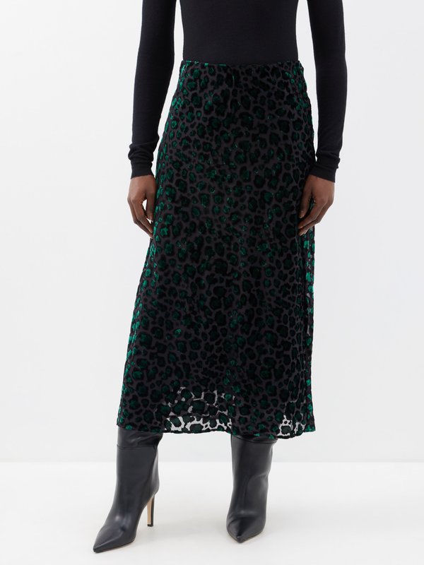 Cefinn The Scarlett leopard-devoré maxi skirt