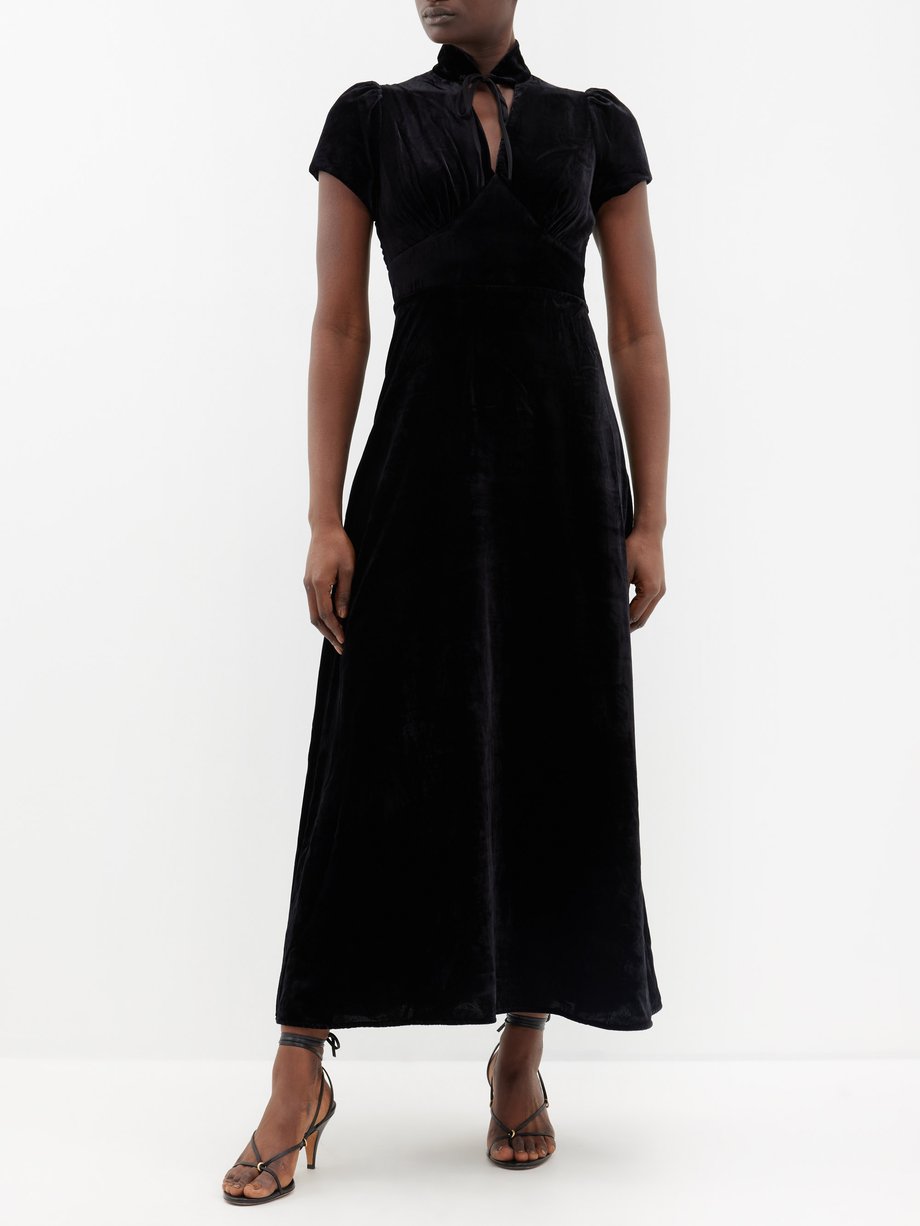 The Jacquetta stand collar velvet maxi dress video