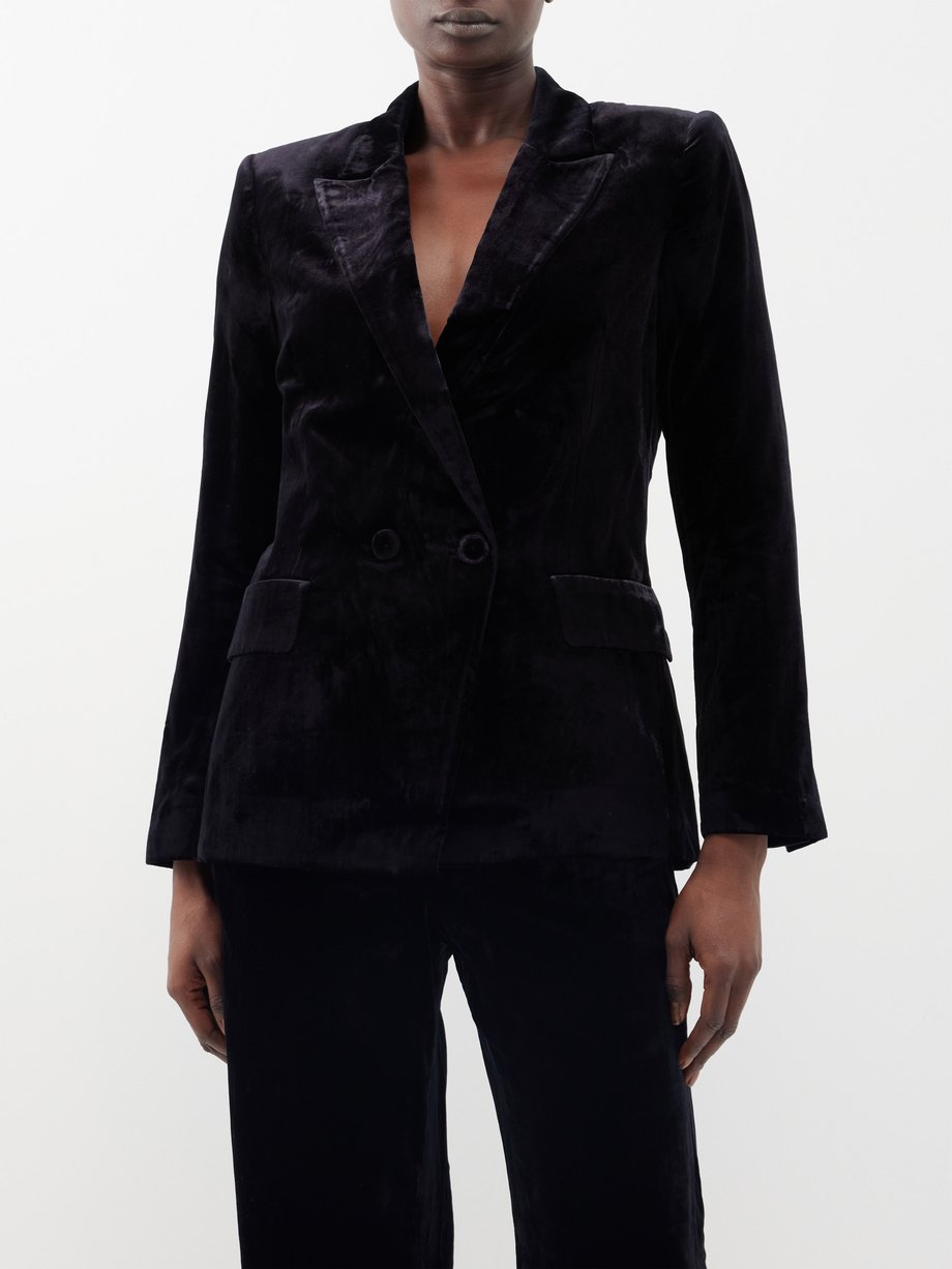 Black The Ronson velvet double-breasted jacket | Cefinn | MATCHES UK