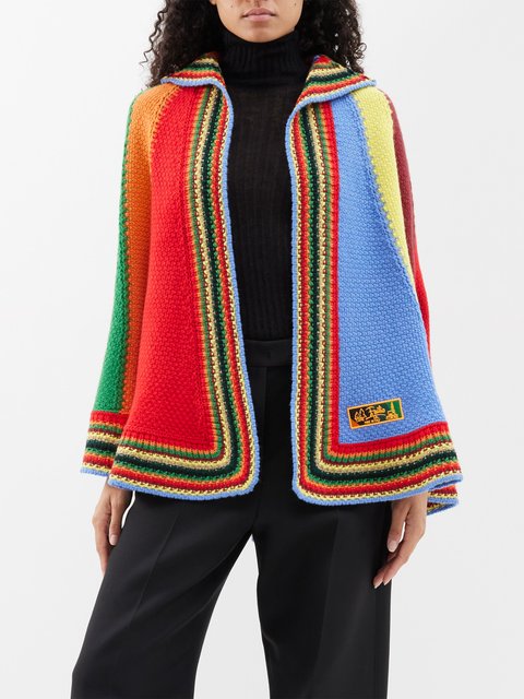 Red Striped wool cape | Pucci | MATCHES UK