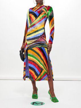 Pucci Iride-print high-neck velvet dress