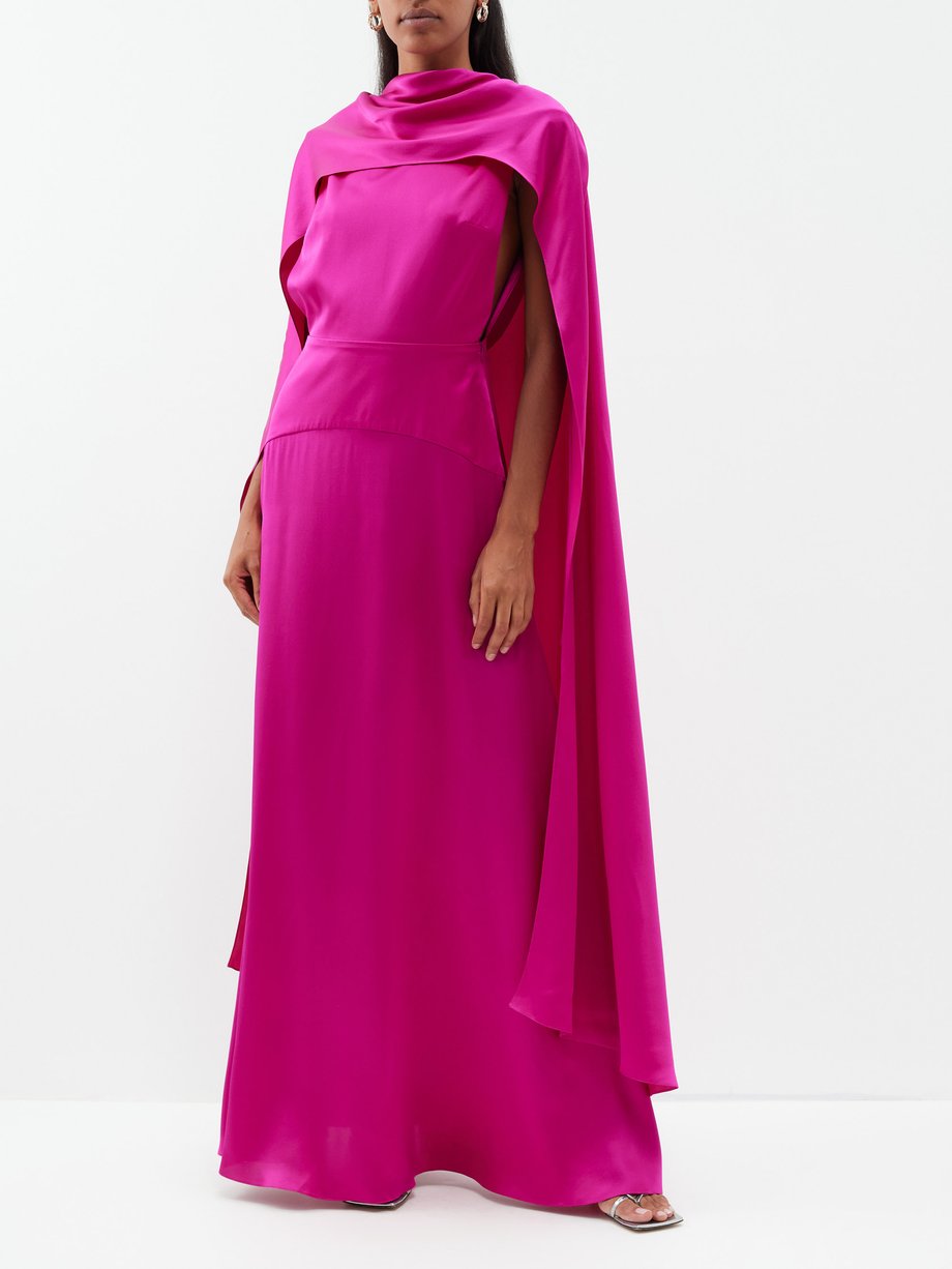 Pink Corin + Diana caped silk-satin gown | E.Stott | MATCHESFASHION US