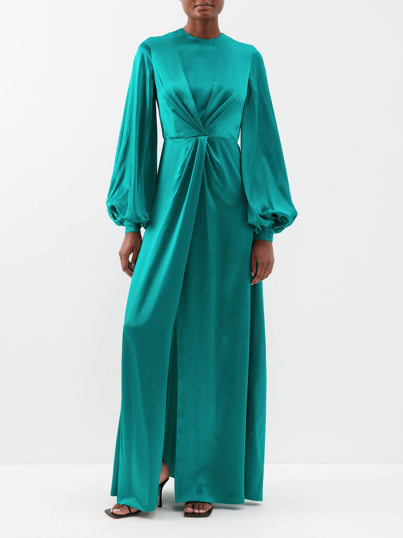 Green Calypso draped silk-satin gown | E.Stott | MATCHESFASHION UK