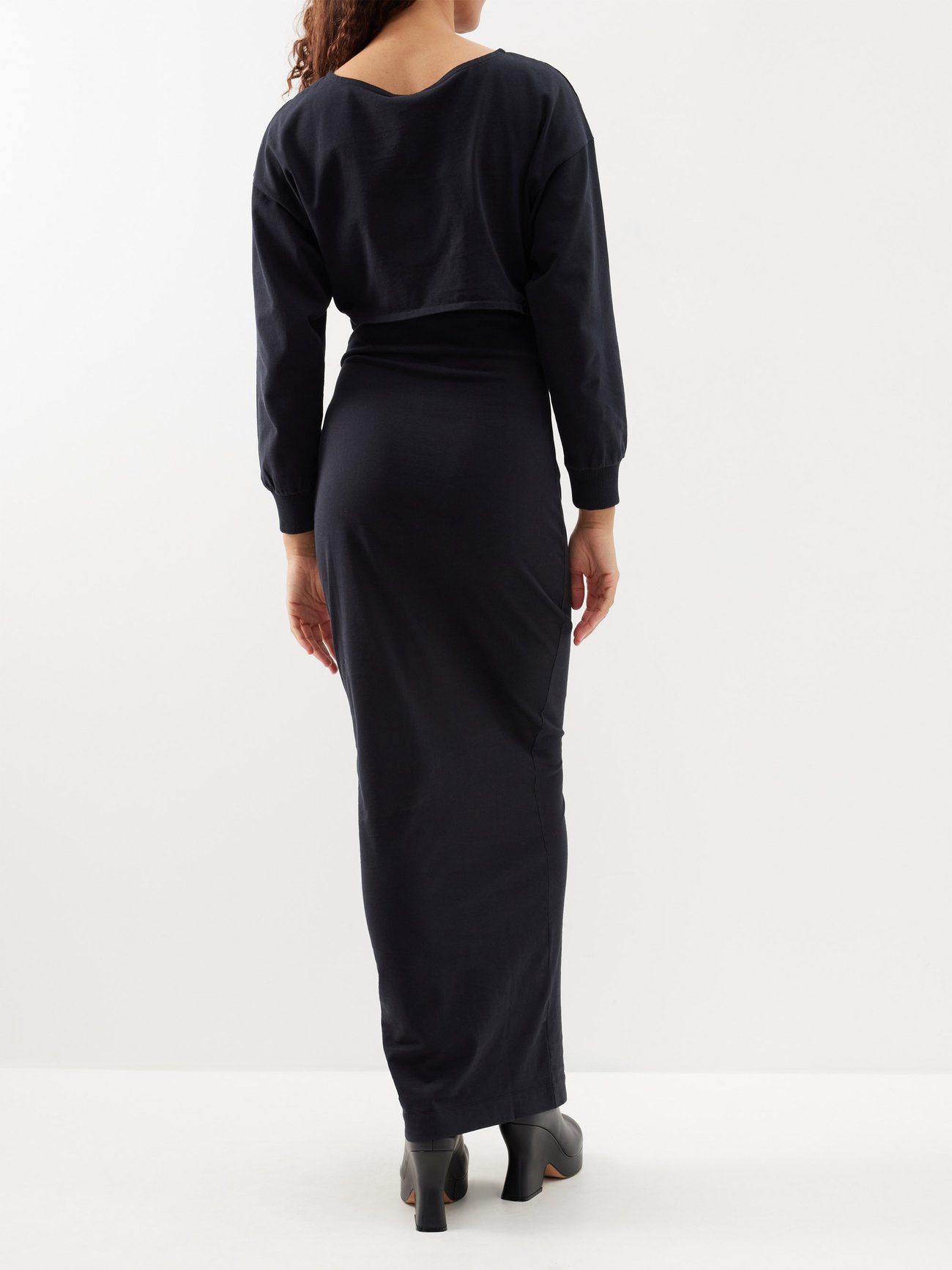 Black Buttoned organic cotton-jersey maxi dress | A.W.A.K.E. Mode | MATCHES  US