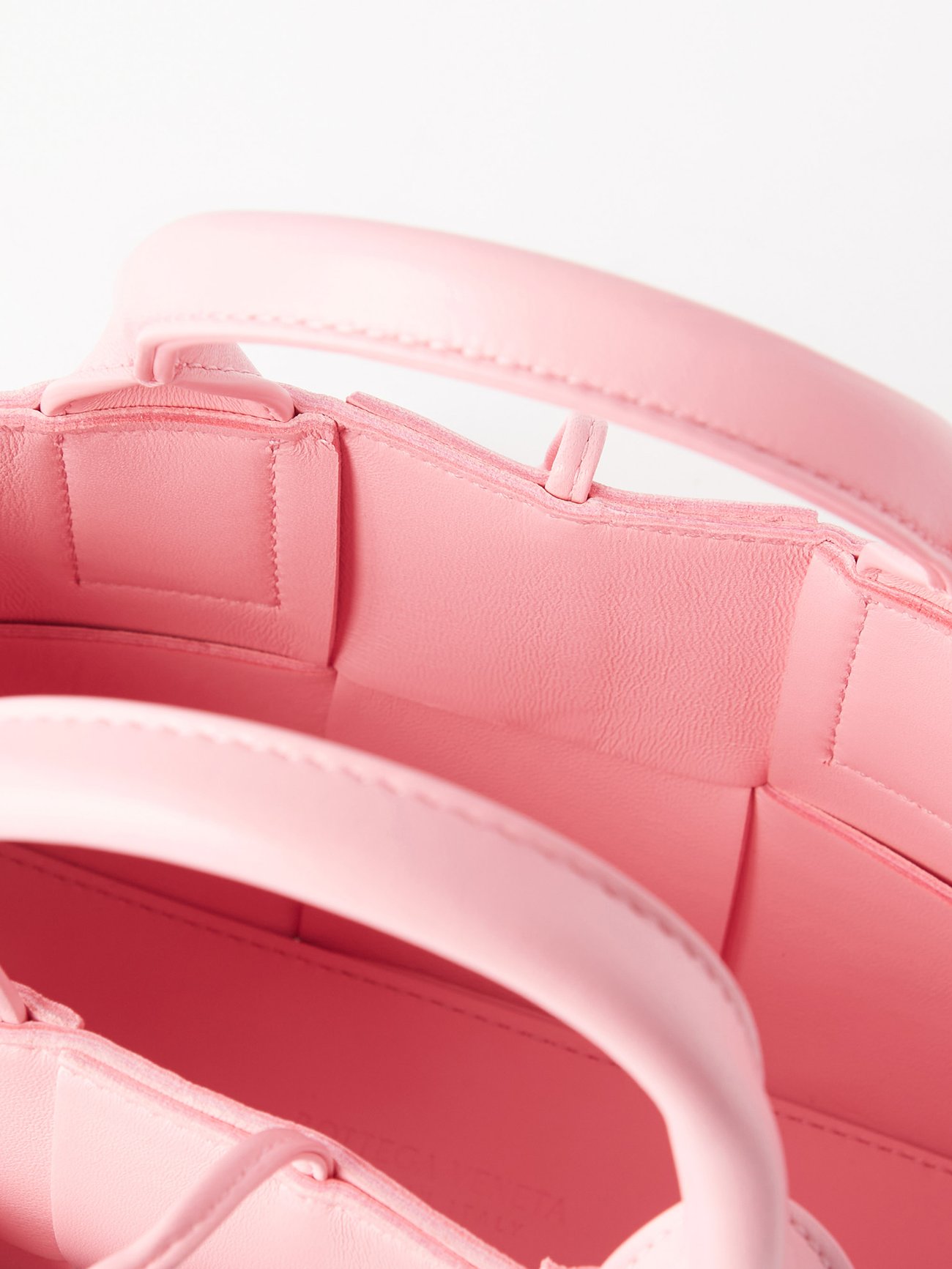 Pink Arco mini Intrecciato-leather tote bag, Bottega Veneta