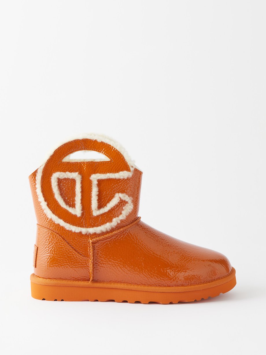 Orange Logo-cutout patent-leather boots | Ugg | MATCHES UK