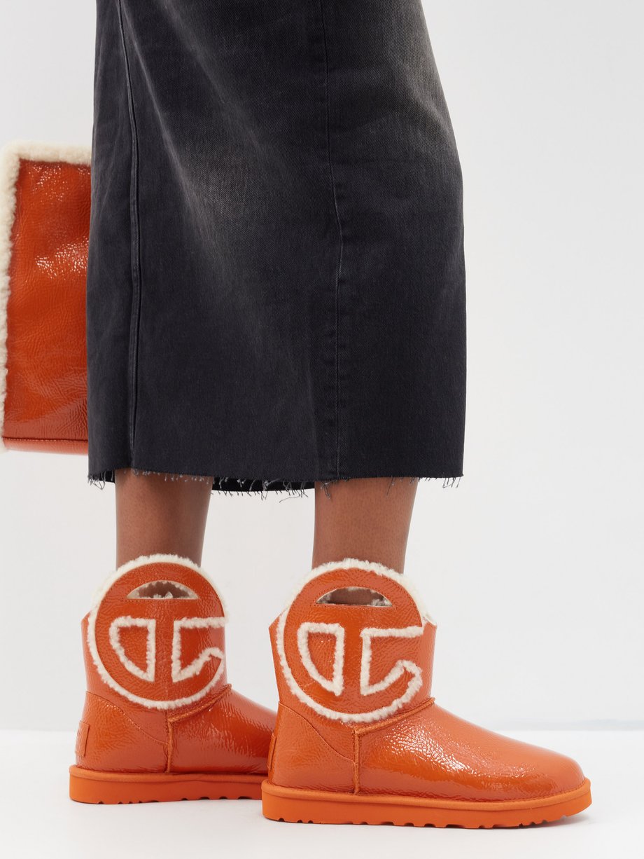 Orange Logo-cutout patent-leather boots | Ugg | MATCHES UK