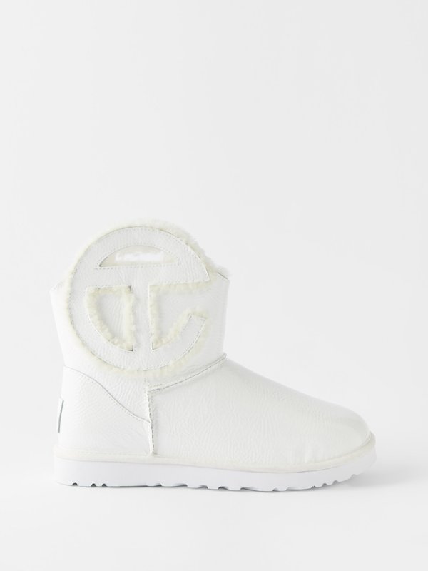 White Logo-cutout leather ankle boots | Ugg | MATCHES UK