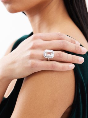 Shay Portrait diamond, topaz & 18kt white-gold ring