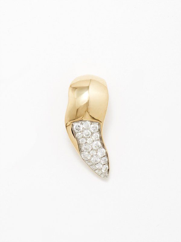 Rainbow K Nano Shark diamond 14kt gold single earring