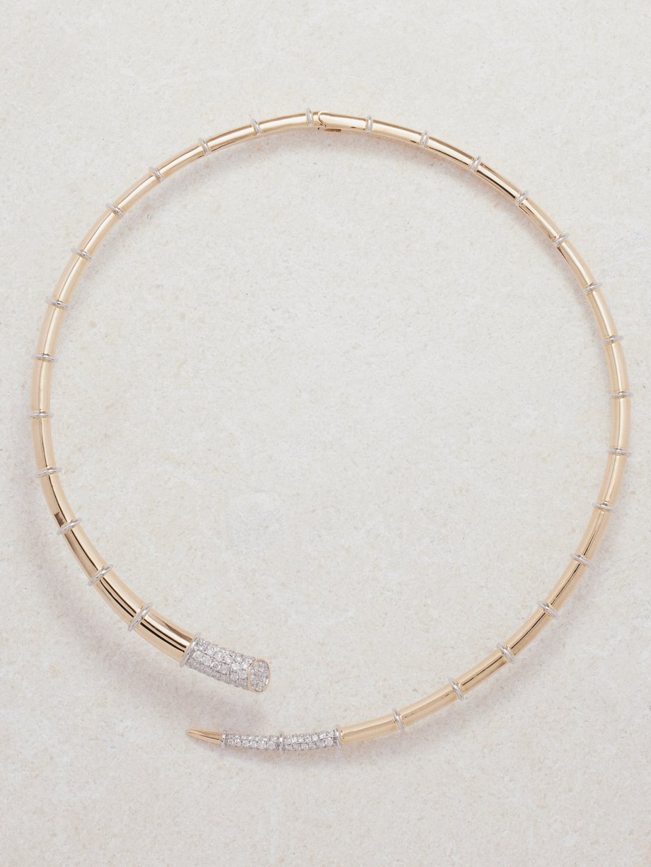 Rainbow K Horn diamond & 14kt gold collar necklace