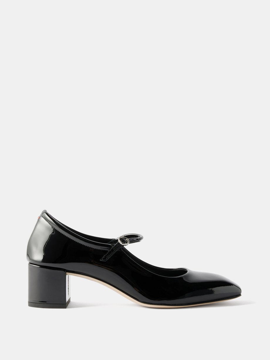 Black Aline 45 patent-leather Mary Jane pumps | Aeyde | MATCHES UK