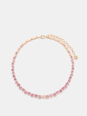 Shay Heart diamond, sapphire & 18kt rose-gold necklace