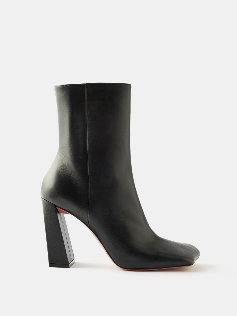 Black Marine 95 leather ankle boots | Amina Muaddi | MATCHES UK