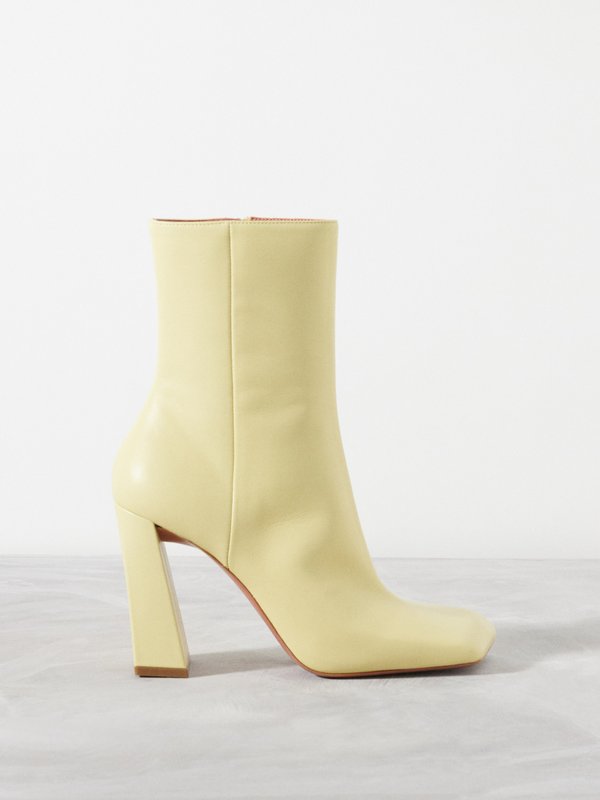 Yellow Marine 95 leather ankle boots | Amina Muaddi | MATCHES UK