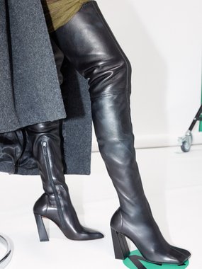 Amina Muaddi Marine 95 leather over-the-knee boots