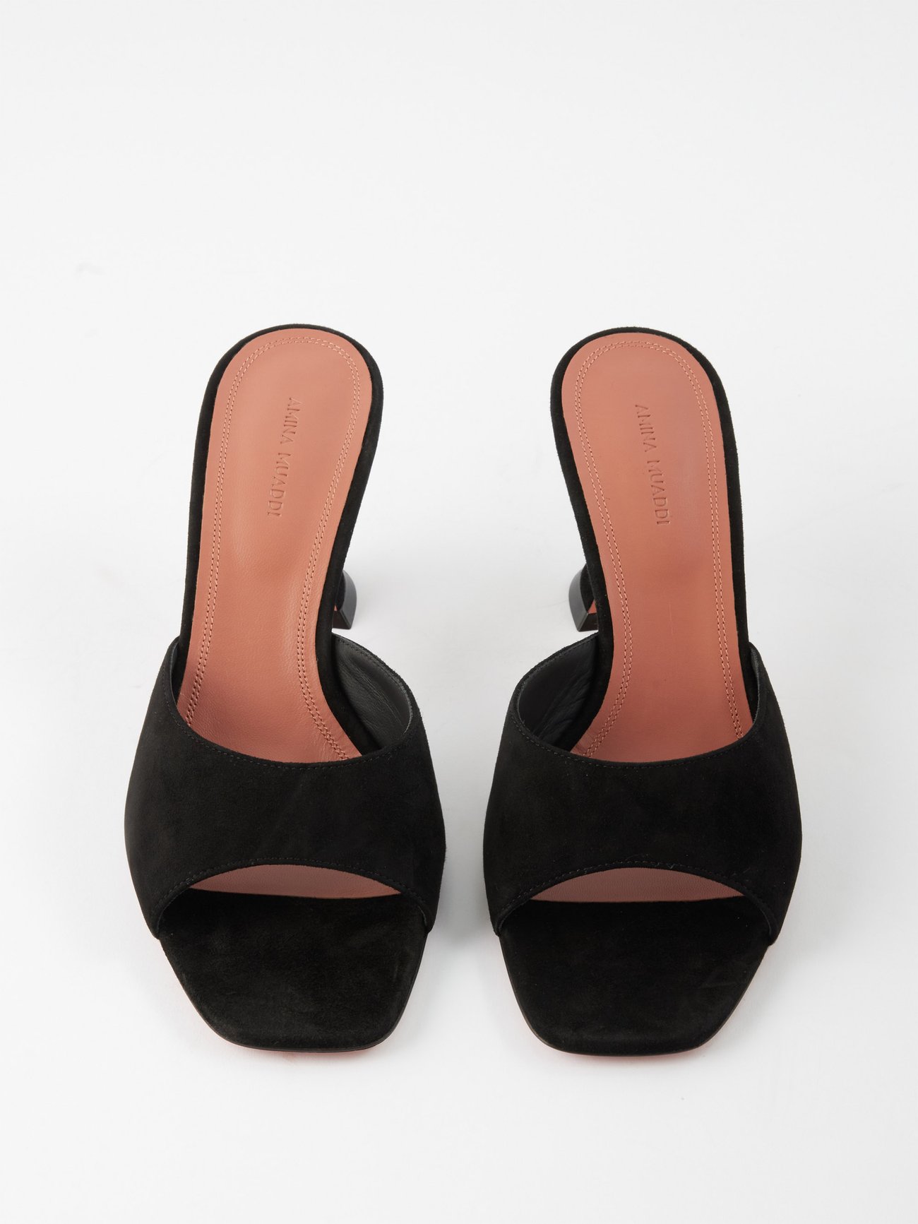Amina Muaddi, Lupita 70 black suede mule sandals