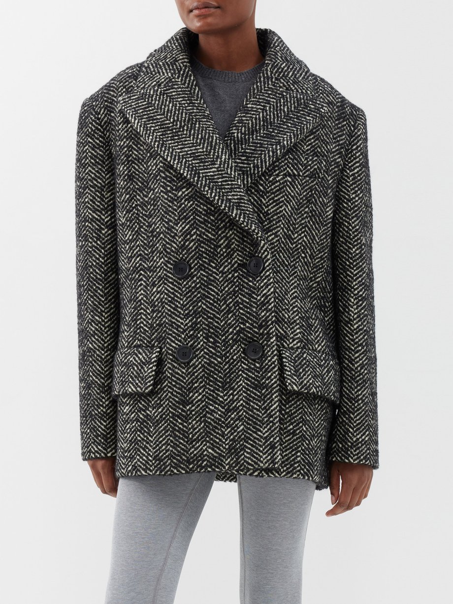 Miu Miu Chevron-jacquard double-breasted wool-blend jacket