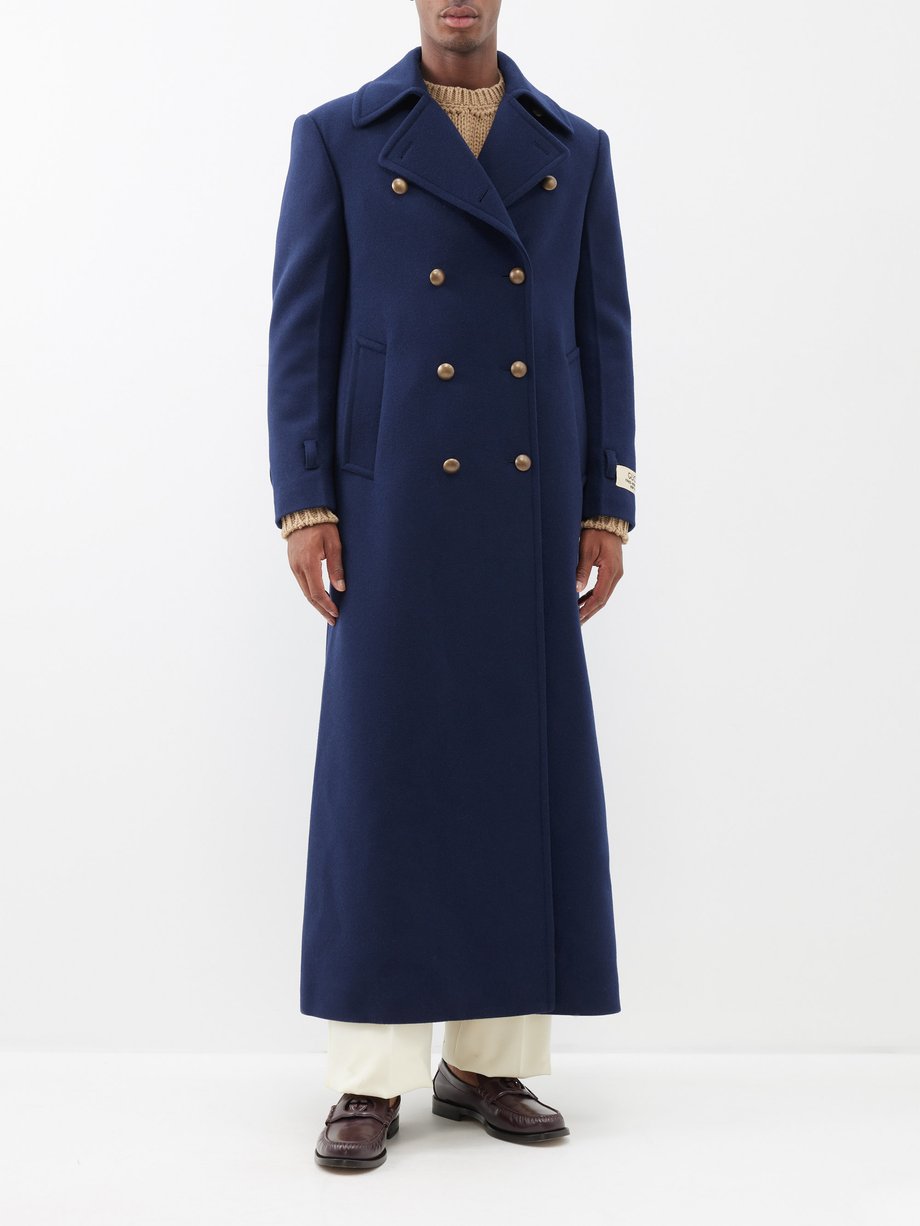 Gucci GG Wool Coat in Blue for Men