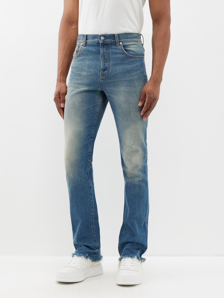 Blue Frayed-hem slim-leg jeans | Gucci | MATCHESFASHION UK