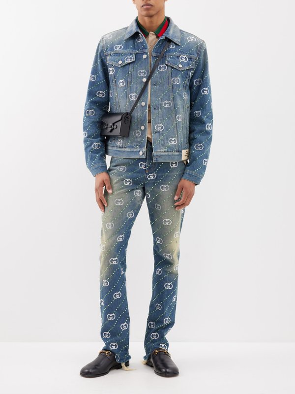 Gucci Gg Supreme Jacquard Denim Jacket - Blue | Editorialist