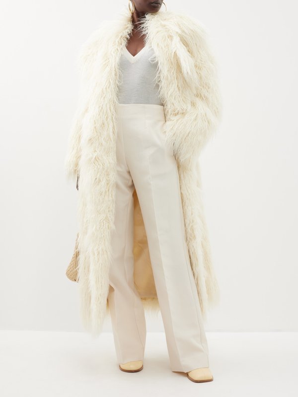 The Frankie Shop Nicole faux-fur double-breasted long coat