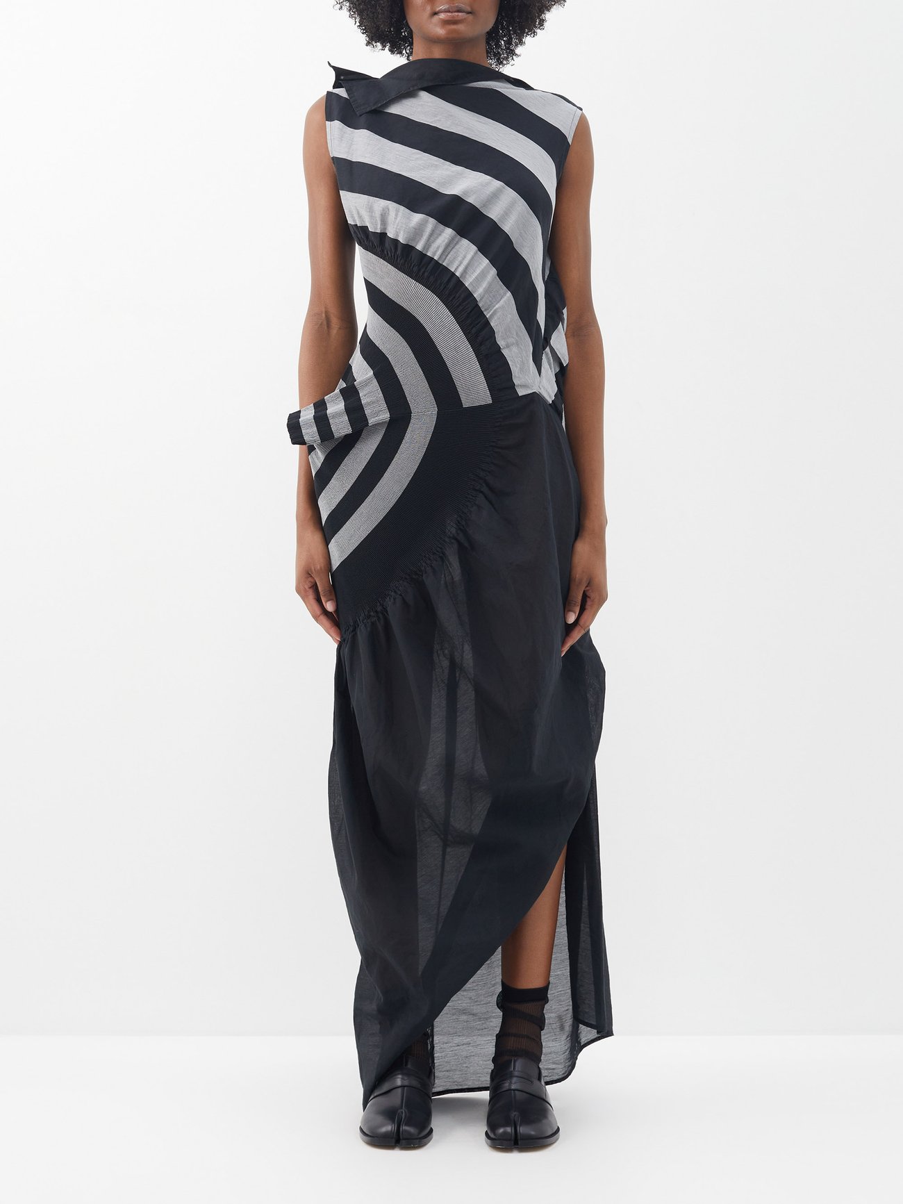 Asymmetric striped cotton-blend jersey dress video