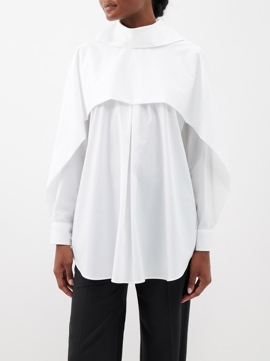White Crest curved-cape cotton-blend shirt | Issey Miyake ...