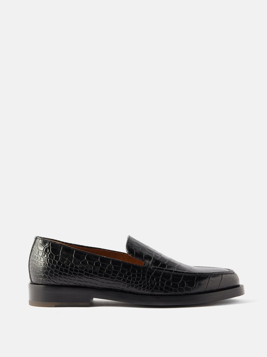 Black Danto Venetian crocodile embossed-leather loafers | Armando ...