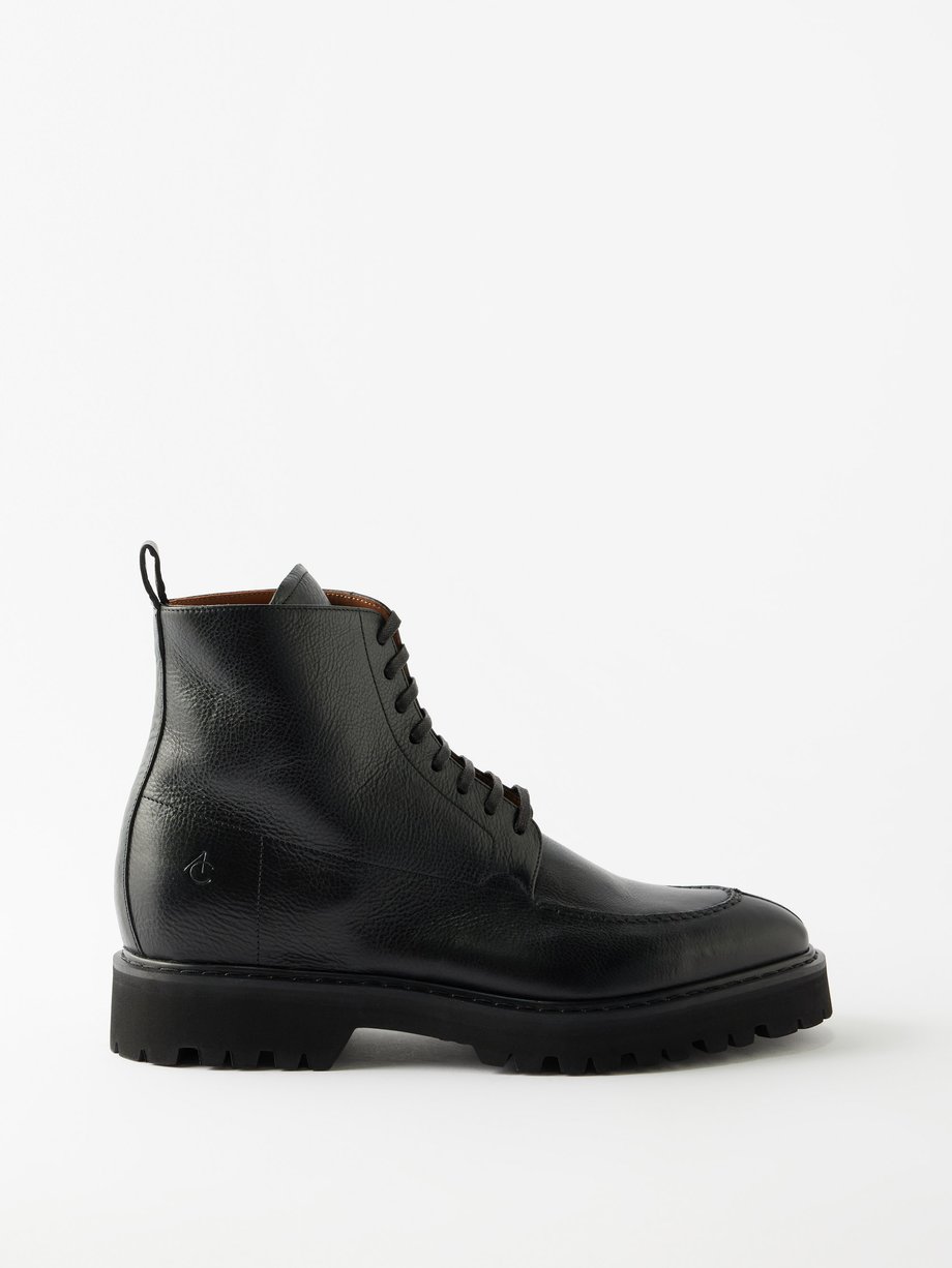 Black Curco leather lace-up boots | Armando Cabral | MATCHES UK