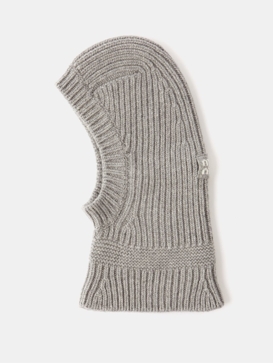 Grey Logo-patch wool-blend balaclava | Miu Miu | MATCHES UK
