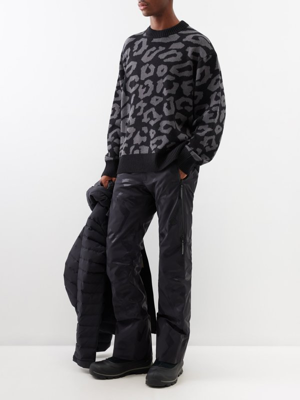 J.Lindeberg Olive leopard-jacquard wool-blend sweater