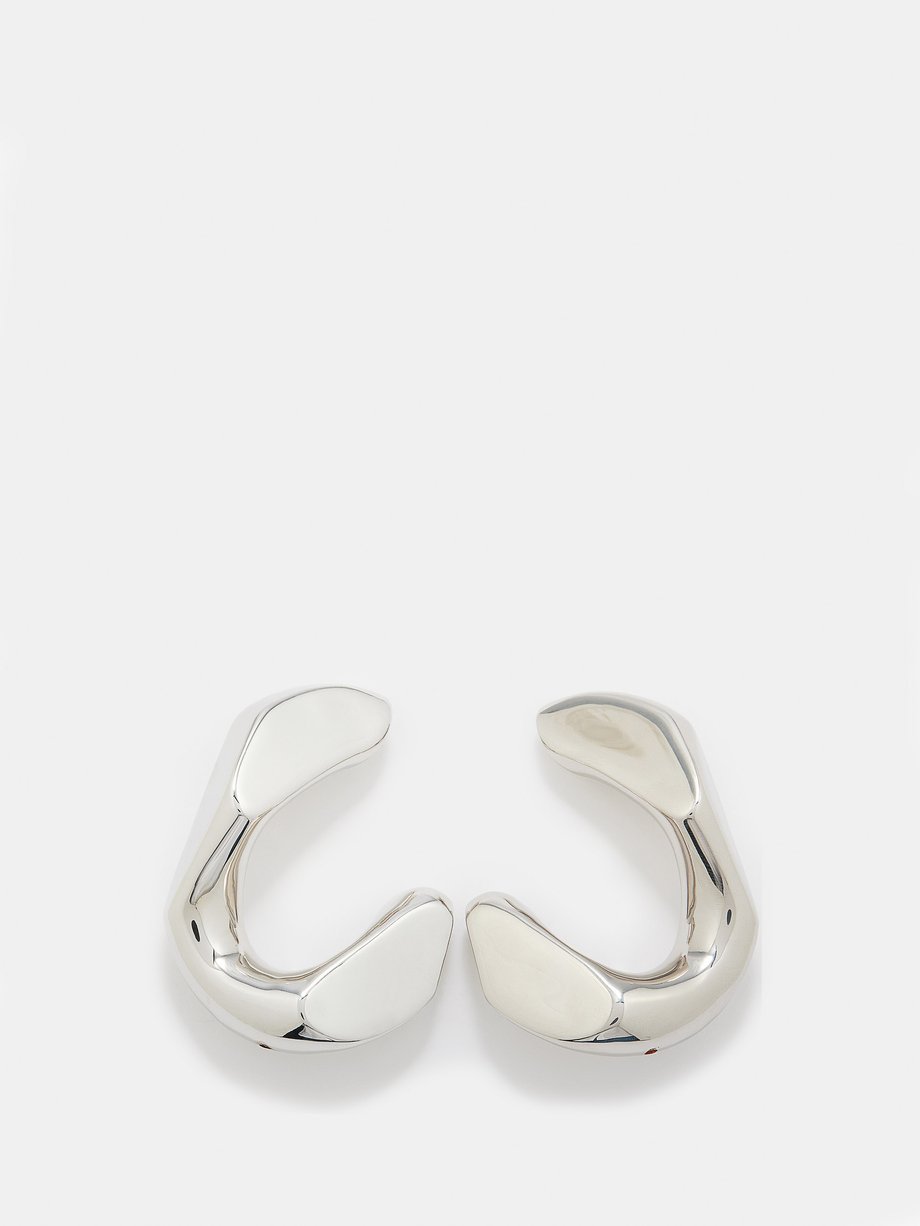 Silver Angular hoop earrings | Alexander McQueen | MATCHES UK