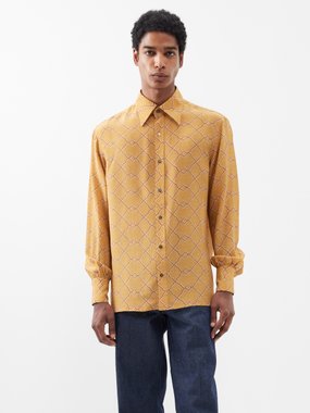 73 London Trellis-print silk shirt