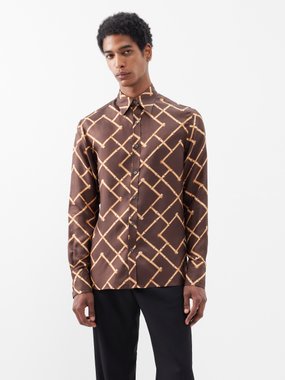 73 London Bamboo-print silk-twill shirt