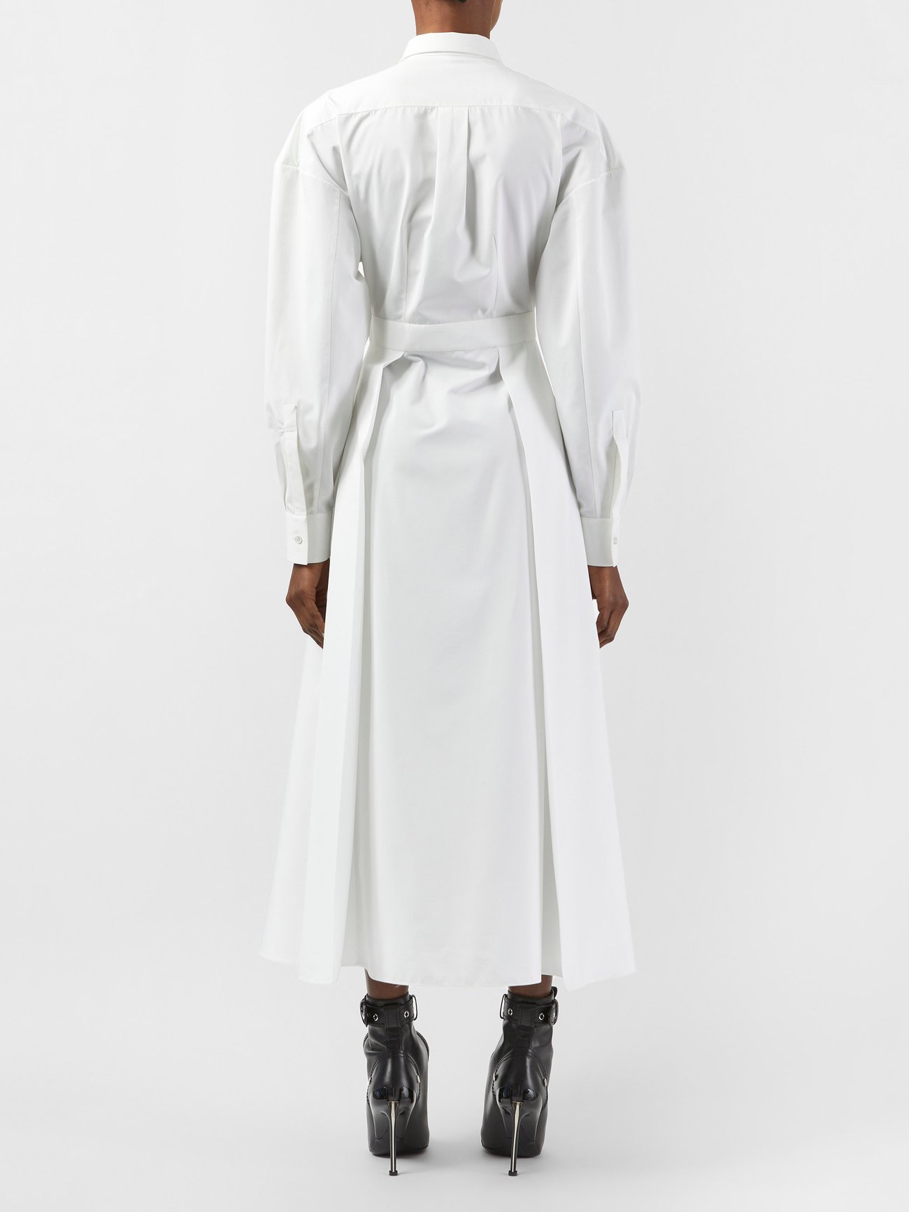 White Pleated cotton-poplin shirt dress | Alexander McQueen