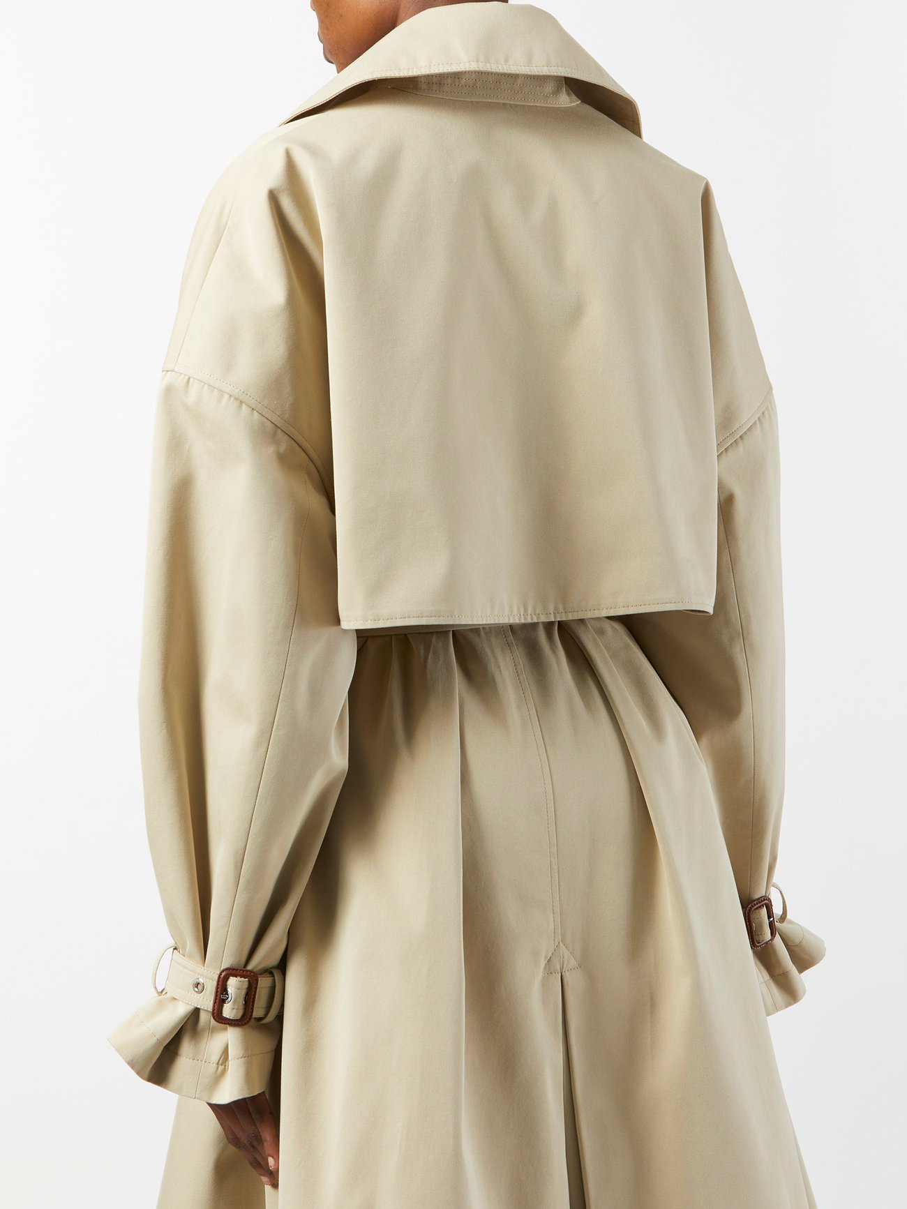 Trench Coat with Removable Macrocannage Vest Beige Cotton Gabardine
